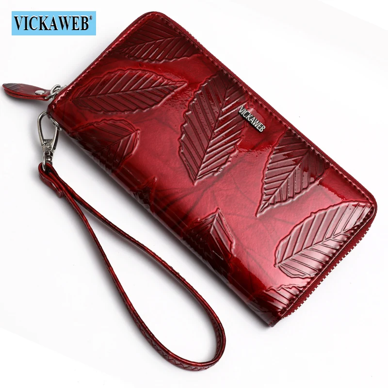 High Quality Ladies Patent Leather Wallets Fashion Designs Free Gift Ladies Long Coin Purses Porte Feuilles Femme