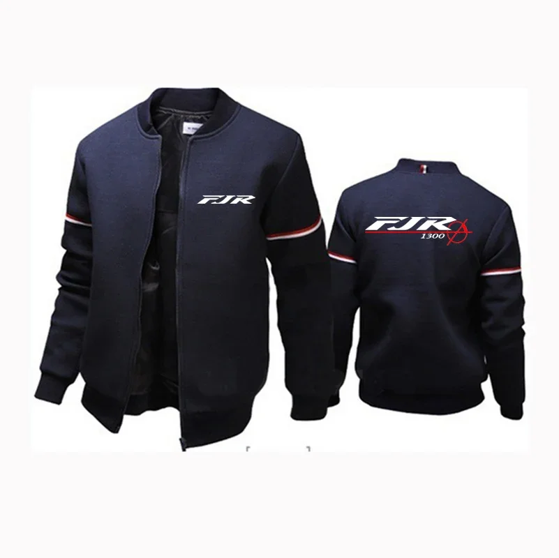 

2024 Spring Autumn FJR 1300 MOTORCYCLE Logo Print Solid Color Long Sleeve Outwear Mens Casual Slim Fit Zip Fashion Flight Jacket