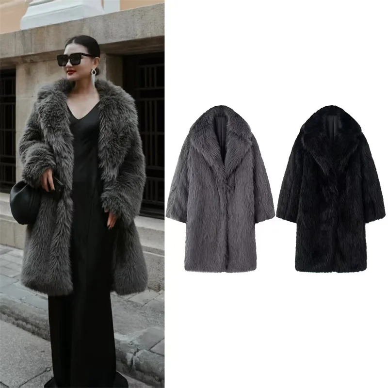 

Женское пальто 2022, осень/зима, новый стиль, однотонное, с длинным рукавом, искусственный мех, плюшевое, свободное, теплое, элегантное и высококачественное, уникальное
