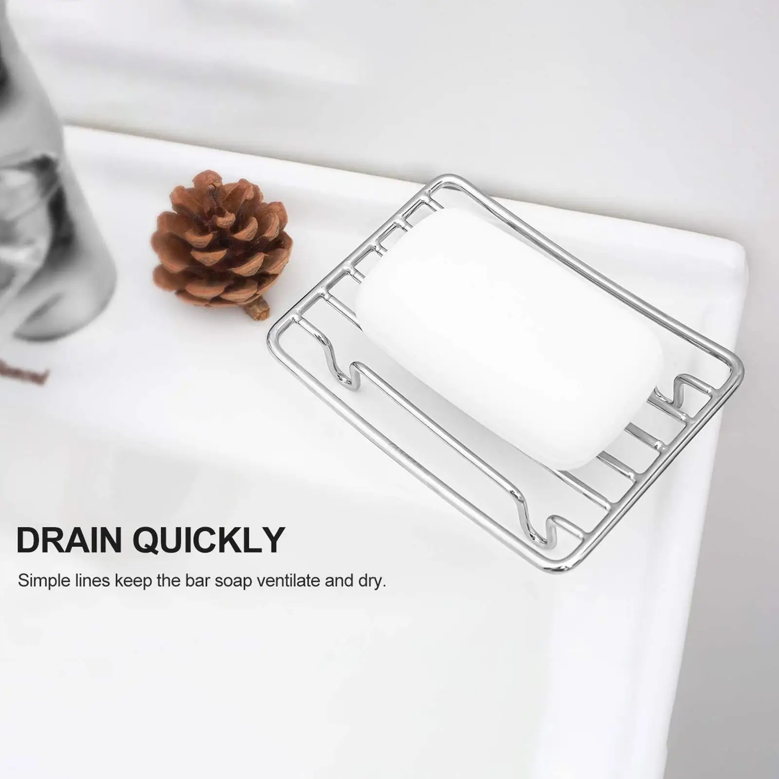 Bar Soap Dish Self-Draining Shower Soap Holder Stainless Steel Wire Tray Drain Sponge Rack for Sponge Sink Apartment RV Guest