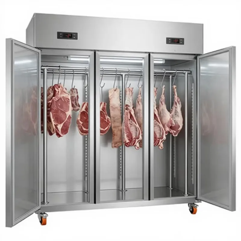Customized Commercial Large Triple Door Meat Hanging Refrigerator Tempered Glass Door Freezer With LED Lighting