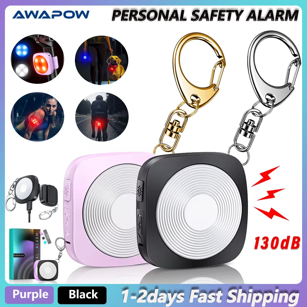 Awapow Personal Self Defense Alarmfor Women 130dB Girl Child Security Protect Alert Safety Scream Loud Emergency Alarm Keychain