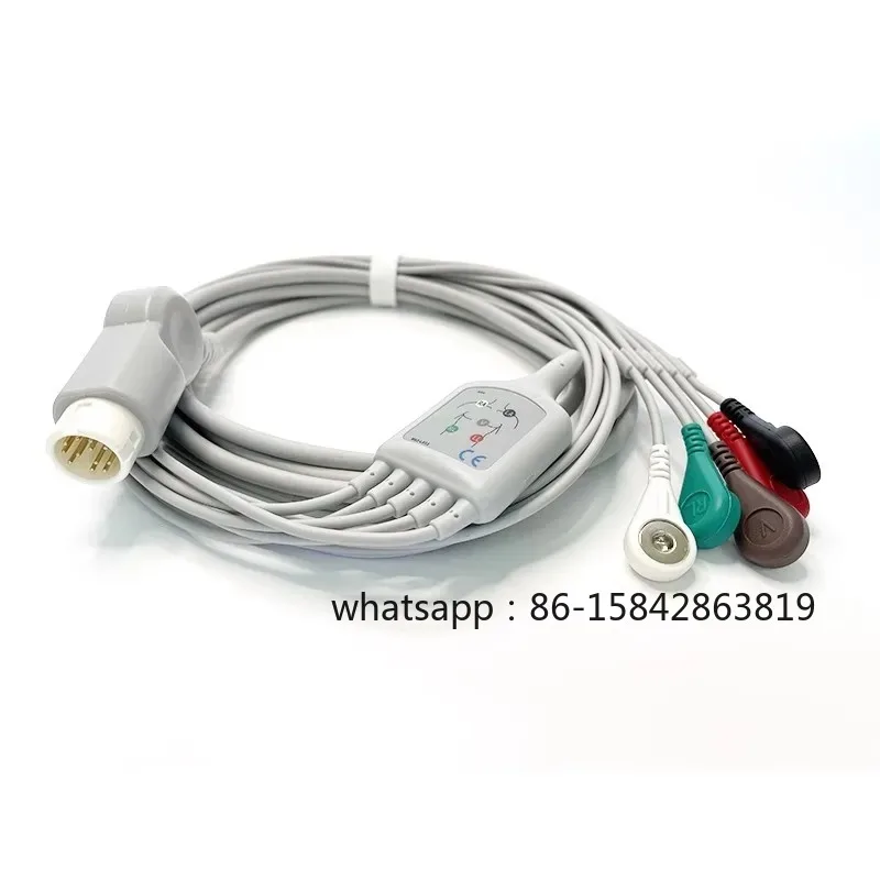 

Compatible ECG Cable 3/5 Leads Snap M1977A M1972A for Philips, 12-Pin Connector