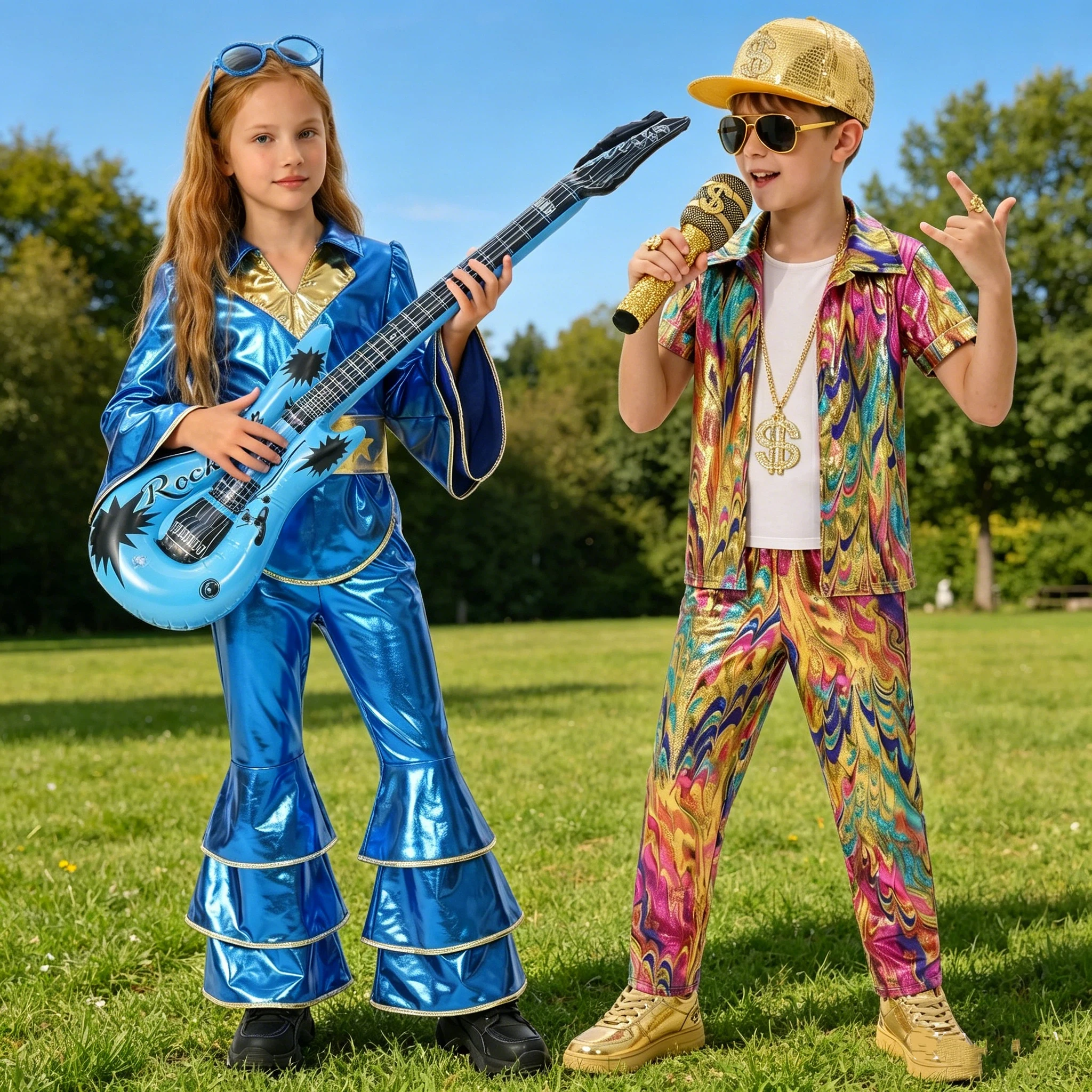 

Punk Retro Disco Enfant Costume Halloween Carnival Party Role Playing Outfit Fashion Stage School Performance Clothes Dress