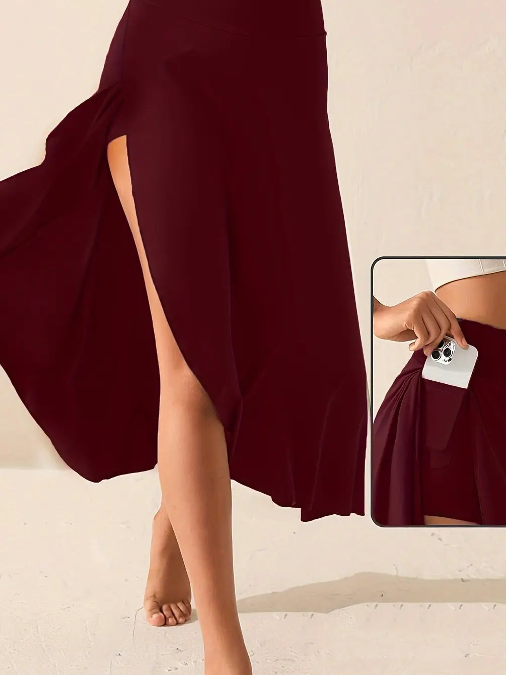 Falda de cintura alta con abertura lateral, vestido largo estilo callejero, corte en A, Material fino informal, colección de ...