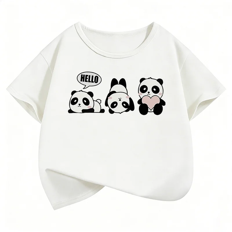 Kurzarm-T-Shirt mit Panda-Motiv, lustiges Tier-T-Shirt für Kinder, Jungen und Mädchen, Sommer, Frühling, lässiges Top-T-Shirt