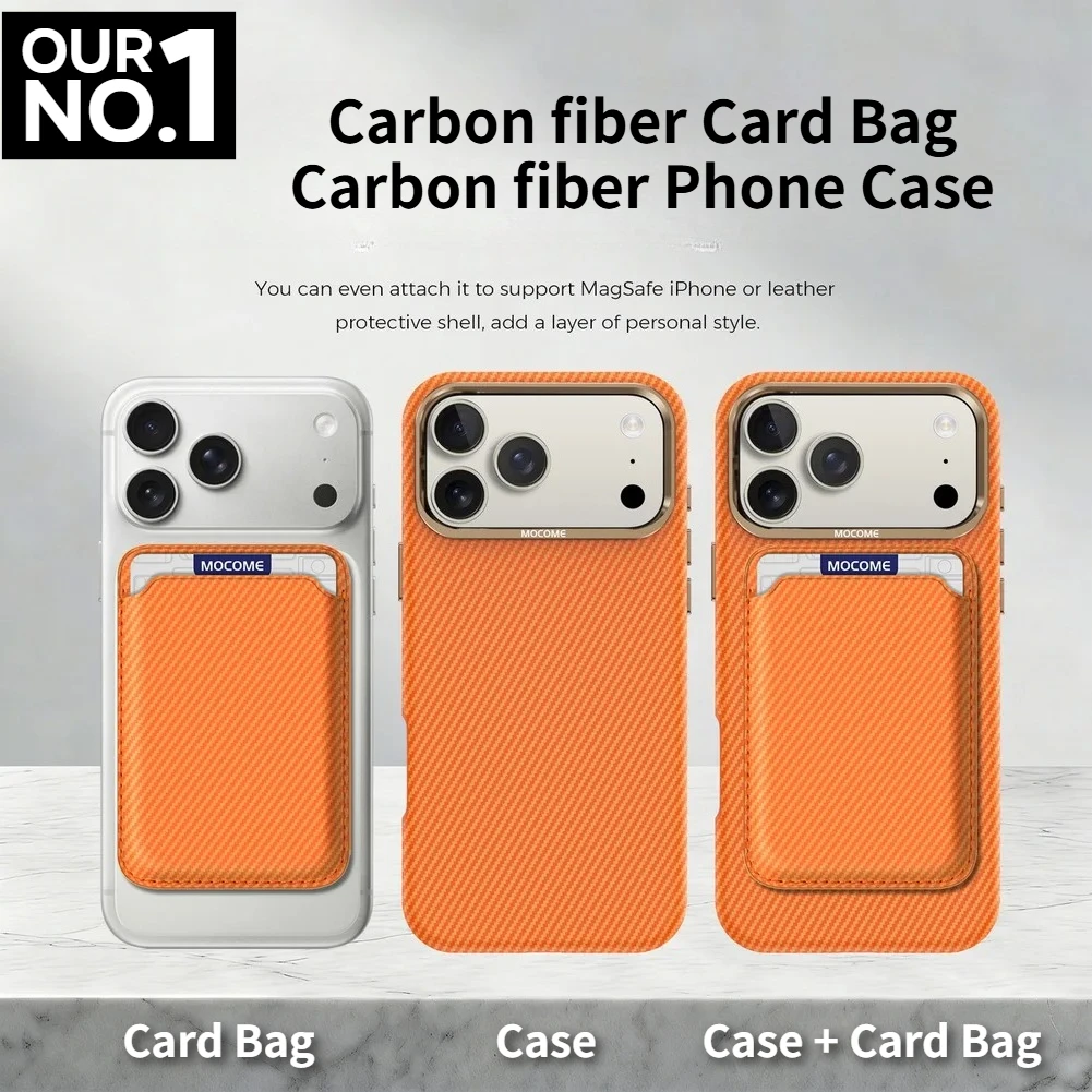 

Carbon Fiber Texture Magnetic Wallet Card Holder Case for IPhone Air 17 16 15 14 13 12 Pro Max Wireless Charging Anti-drop Cover