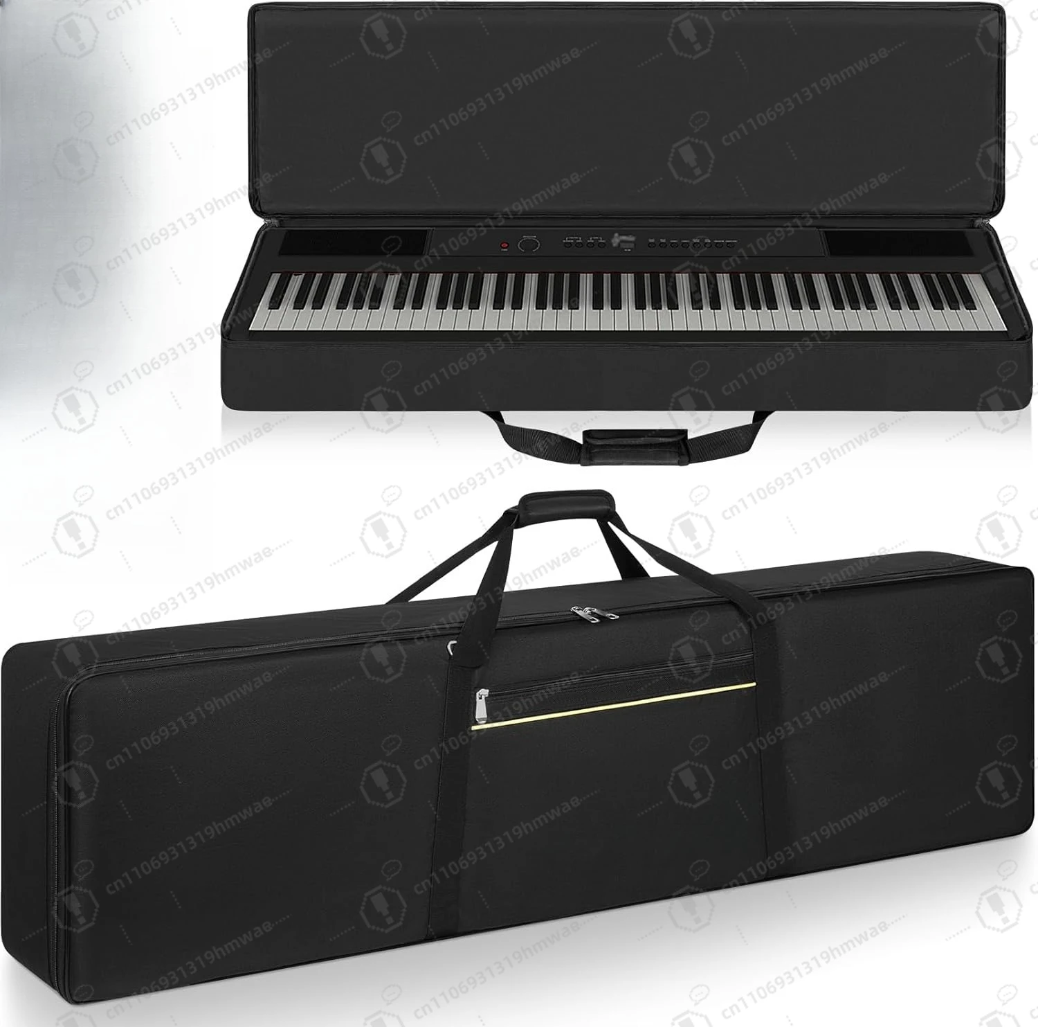 

88 Keyboard Bag Two Ways to Carry, 136 x 18 x 34 cm Keyboard Piano Bag, 600D Waterproof Oxford Cloth Piano Carry Bag, Black