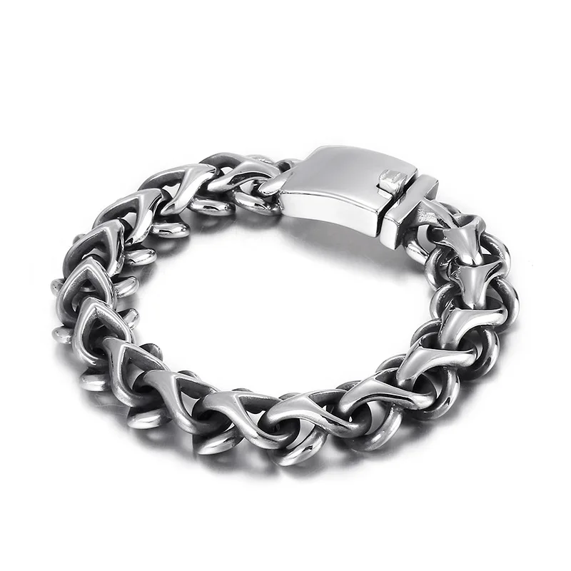 

16mm Heavy Vintage Men 316L Stainless Steel Fashion Charm Bike Biker Bracelet Punk Rock Hiphop Curb Bracelets Bangle Jewelry