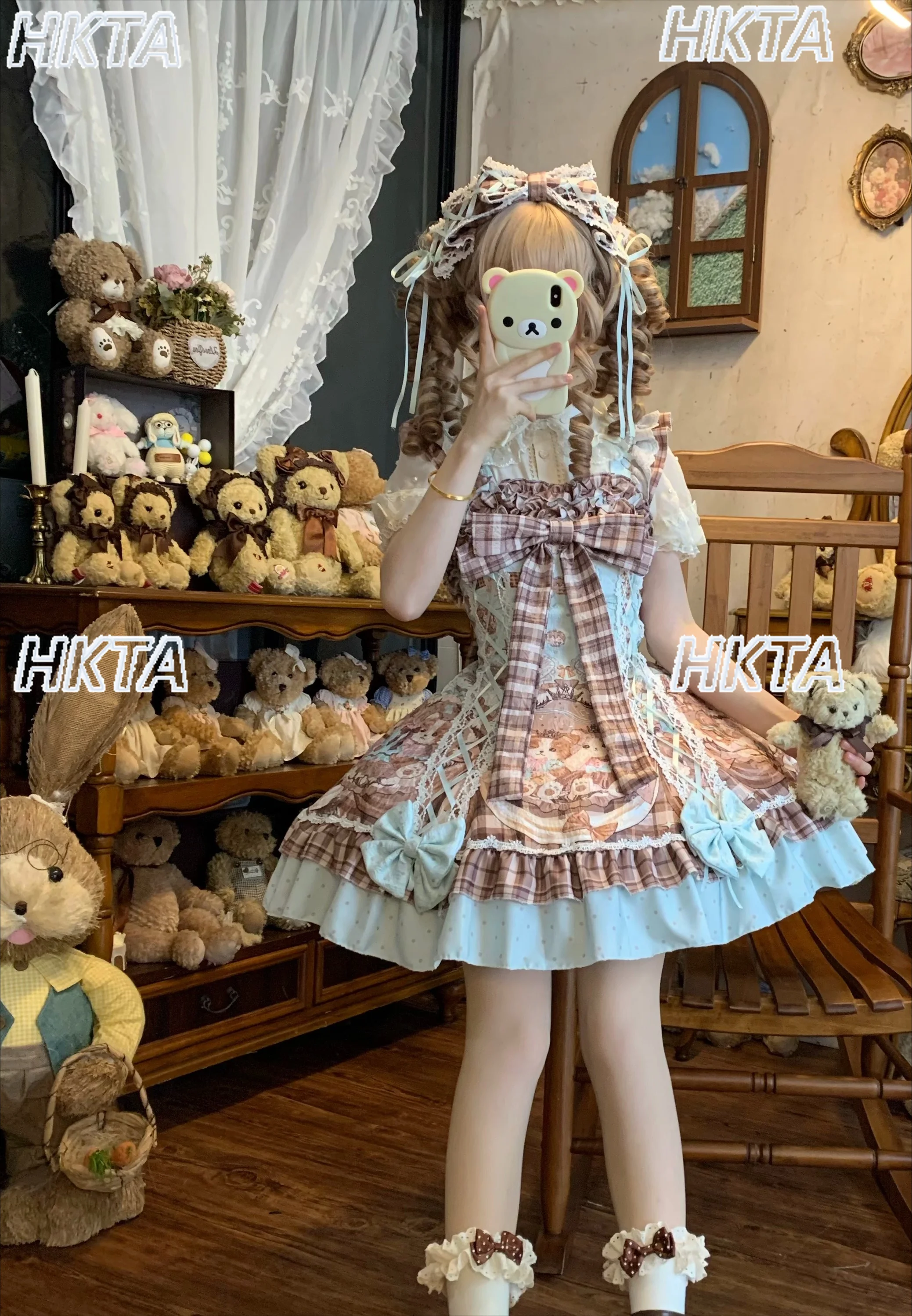 

Japanese Lolita Sweet Jsk Suspender Dress Kawaii Cute Cartoon Print Flying Sleeve Square Neck High Waist Pleated Lo Dress Women