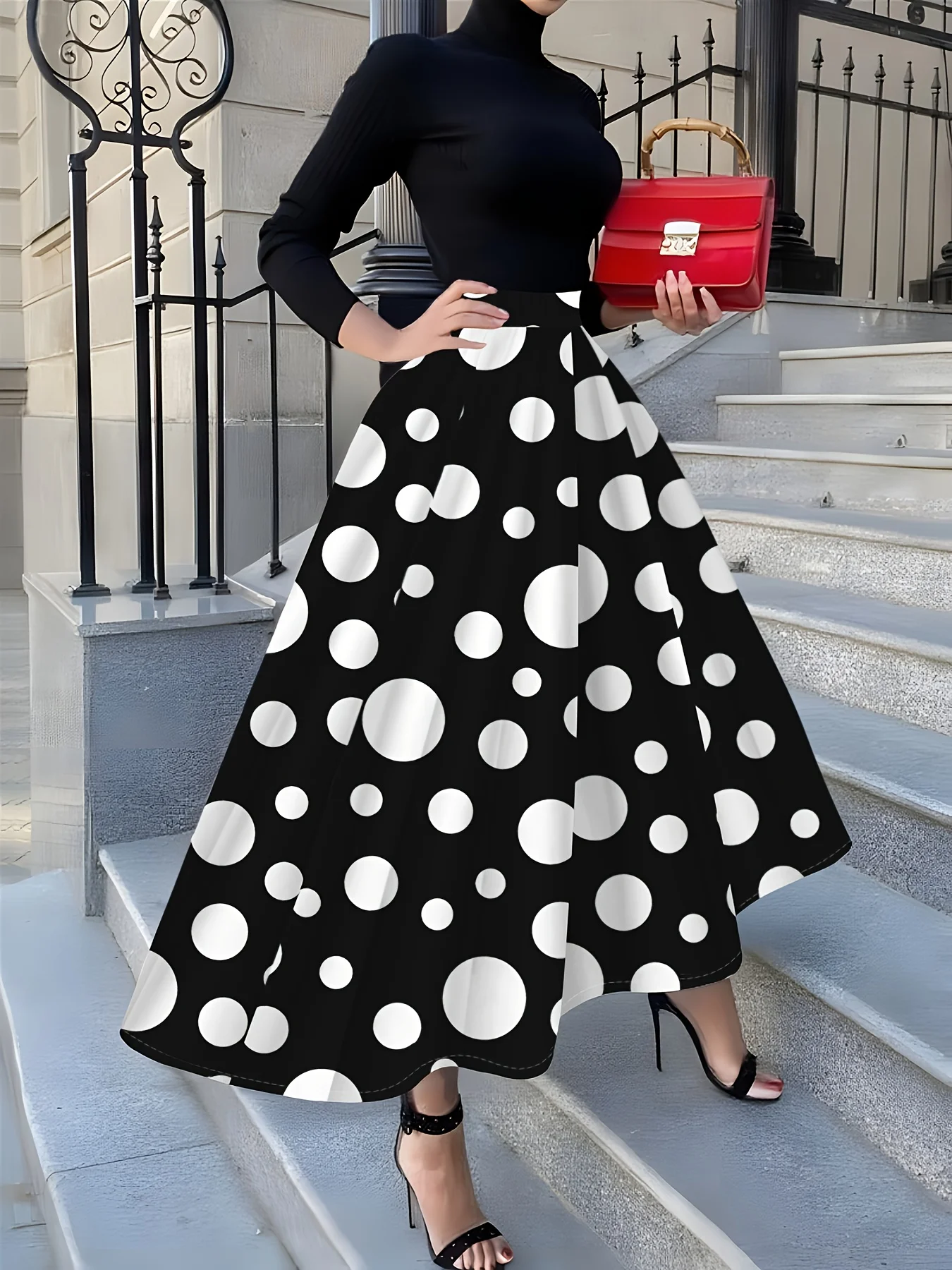 

Повседневная юбка-карандаш Four Seasons в черно-белый горошек