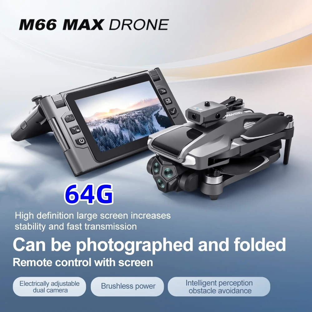 

Professional Drone M66 8K Wide-Angle HD Triple Camera WiFi FPV Height Hold RC Drone Aircraft Quadrotor Adult