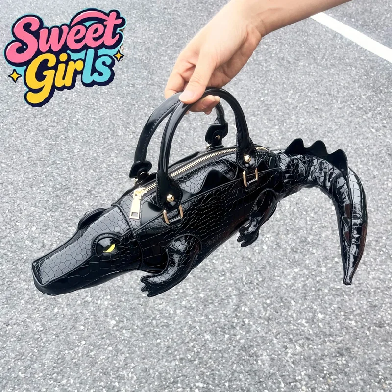 Handbag Luxury Designer Women's Bag Purse Pu Leather High Quality Handmade Handbags Funny Crocodile Shape Shoulder Bag