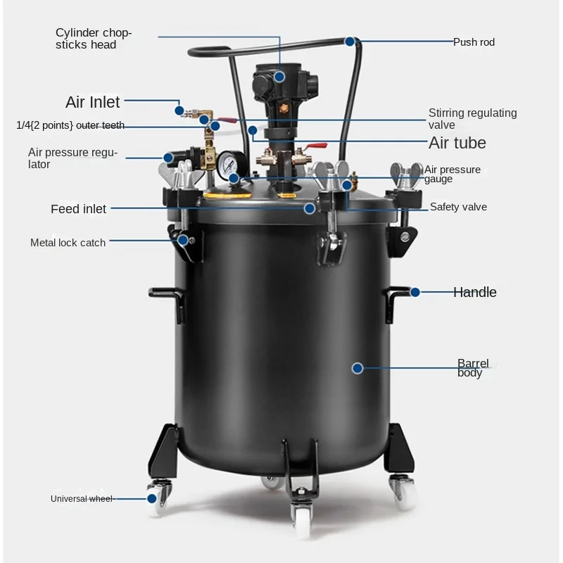 Imagem -04 - Pulverizador de Pistola de Pintura Regulador de Pressão Manual Automático Air Mix Agitador Pintura Industrial Novo 10l