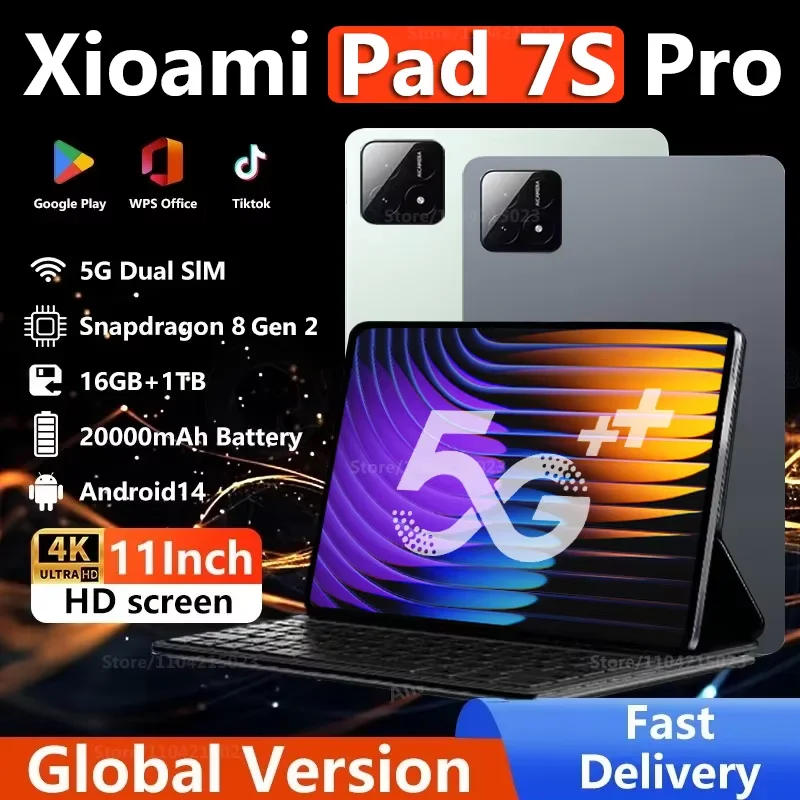 2025 nuevo Original MI Pad 7S Pro tableta 11 pulgadas Snapdrago 8gen2 HD 4K Android 14 22GB + 2TB 20000mAh 5G Dual SIM WiFi GPS Tablet PC