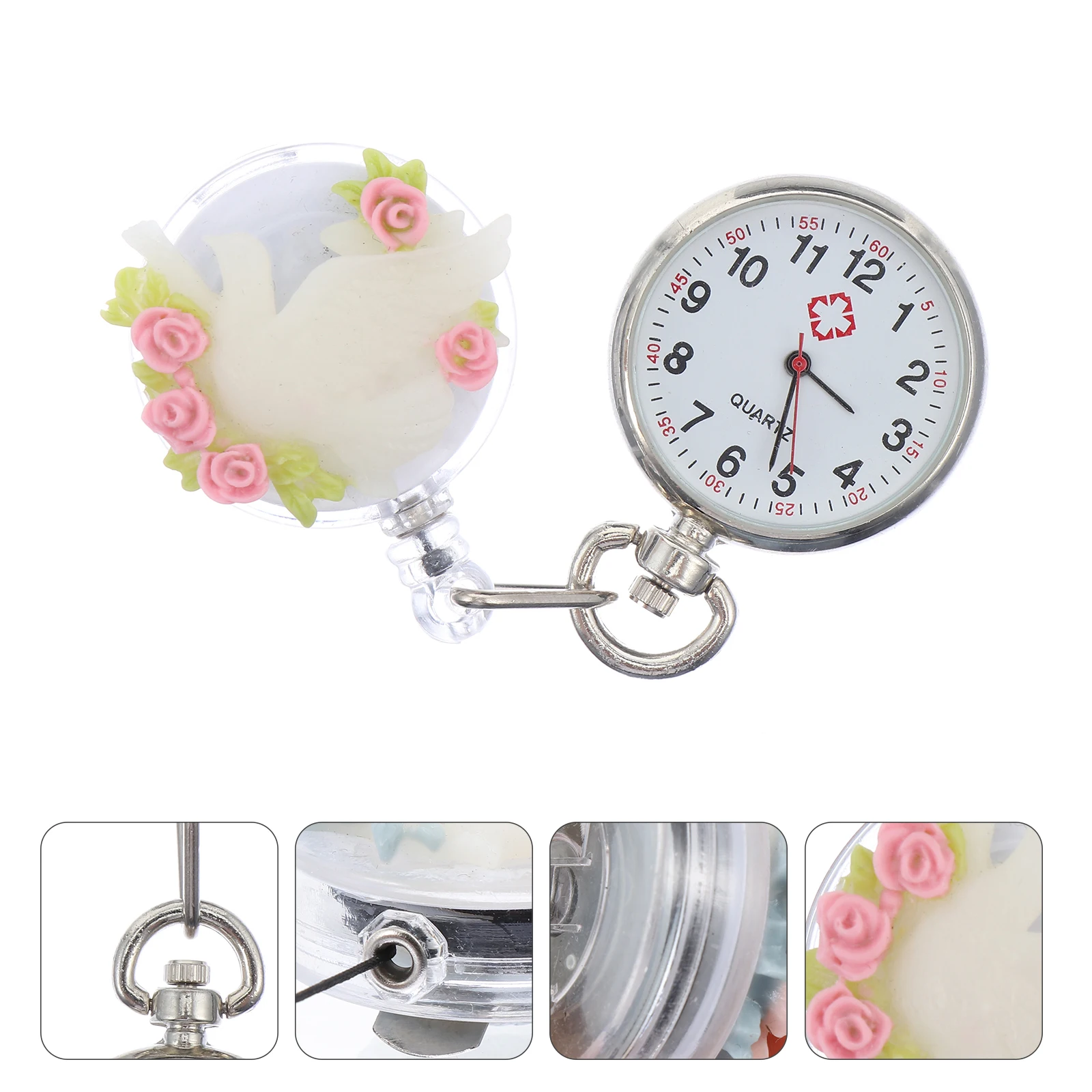 

Floral Decorative Pocket Watch Women Nurse Watches for Hanging Nurses Fashionable Fob Nursing