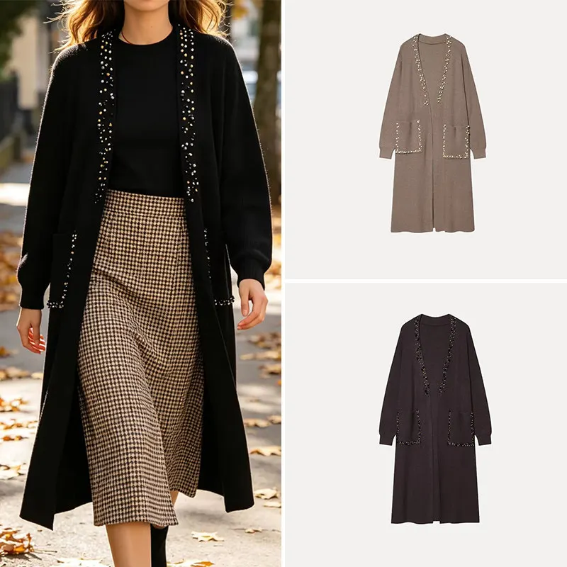 

Fashionable Casual Knitted Long Cardigan Women's Premium Woolen Outerwear Versatile Style Daily Commute Suitable Summer 2026