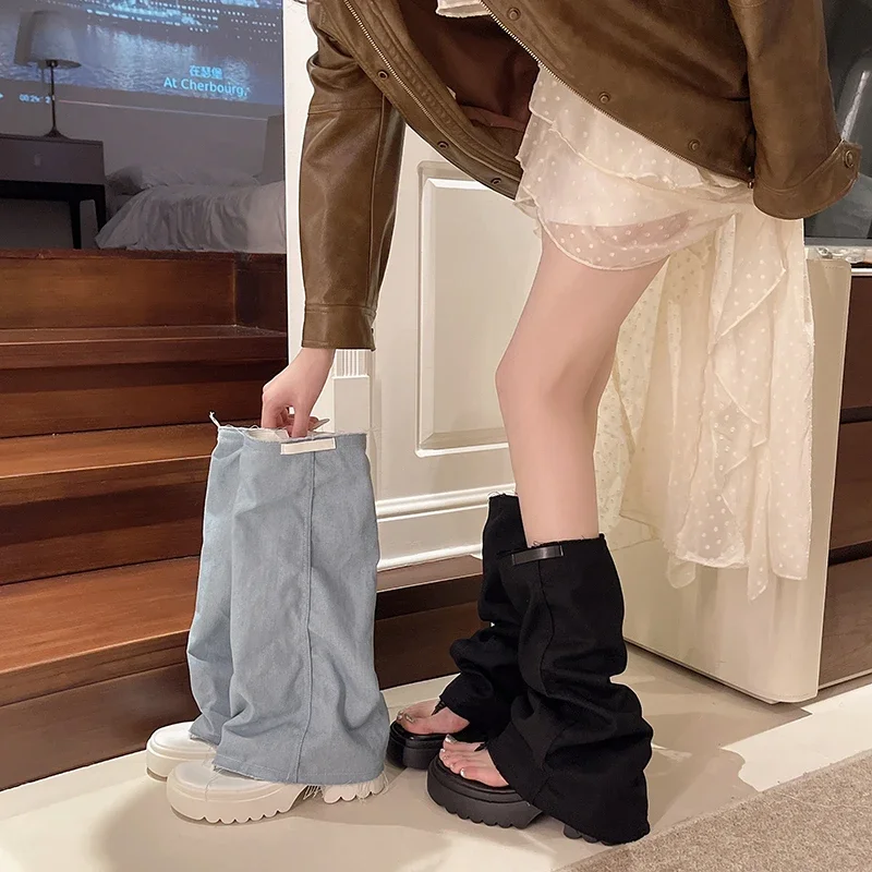 

Women's Fashion Boots Summer Thin Bottom Clip Toe Sandals Denim Pants Pipe Boots Comfortable Open Toe Height Increasing Sandals