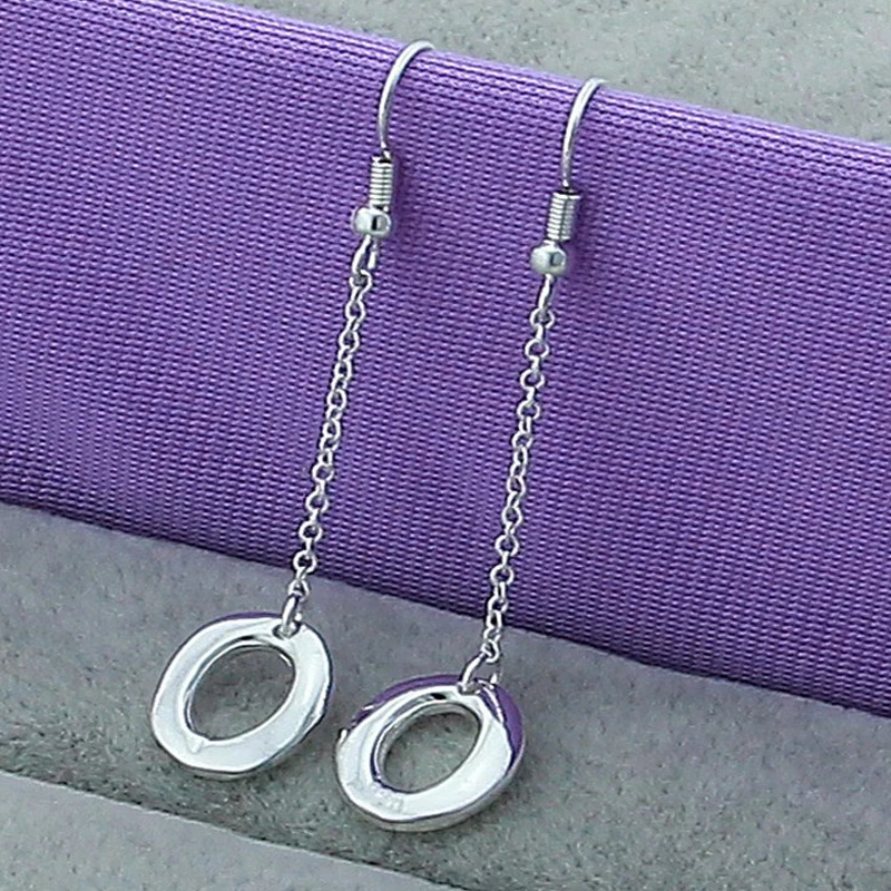 

925 Sterling Silver Smooth Circle Earrings For Women Fashion Wedding Engagement Charm Jewelry