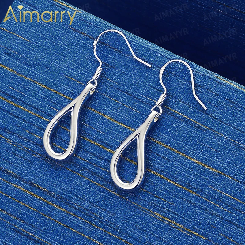 925 Sterling Silver Smooth Twisted Water Droplet Earrings for Women's Parties Banquets Weddings High-quality Fashion Jewelry