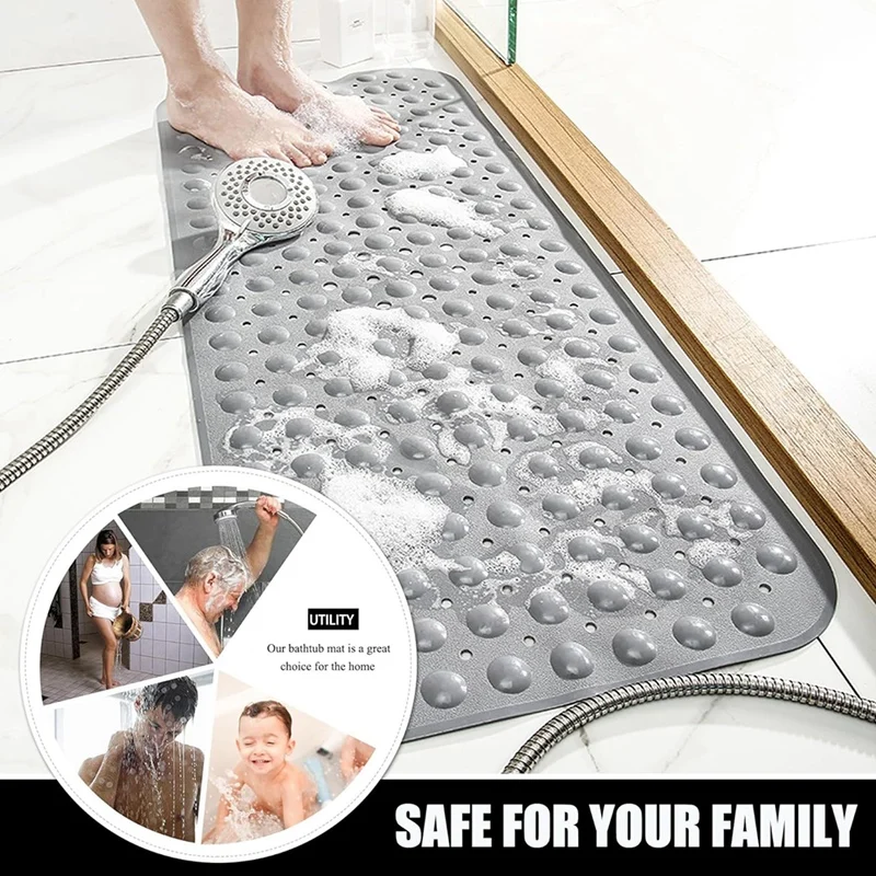 Extra Long Bath Mat For Tub Shower Mats With Suction Cups And Drain Holes Bath Tub Mat For Bathroom