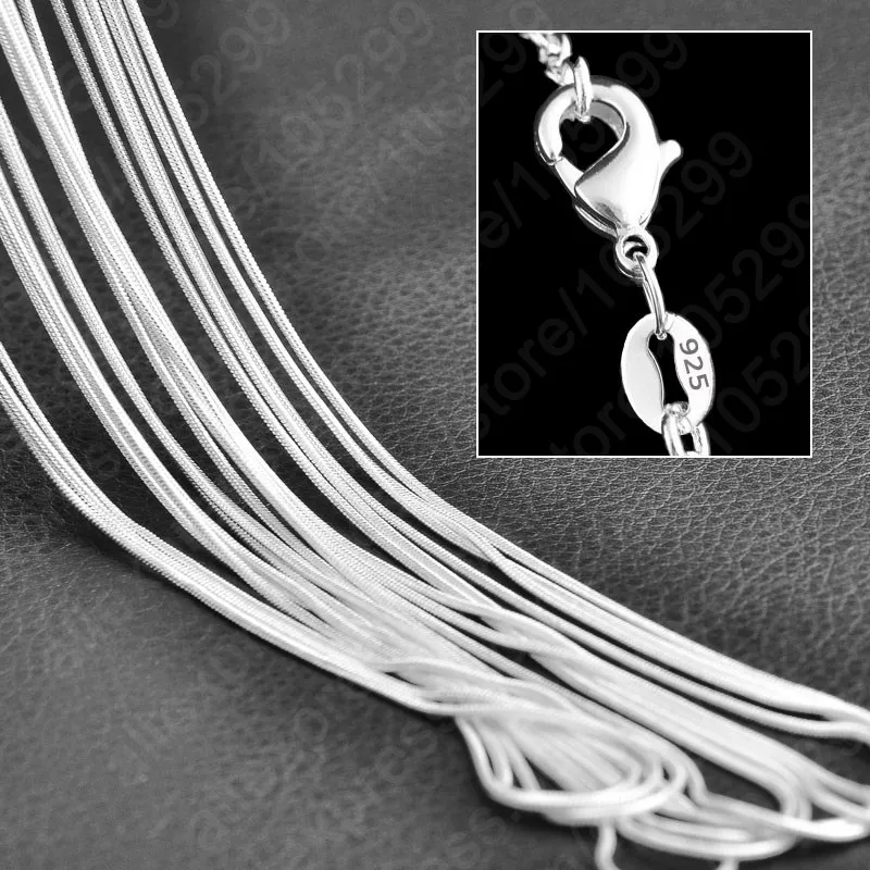 Rock bottom price! 10pcs Wholesale Pure 925 Silver Color Snake Necklace Fashion Necklace Chain Top Quality Multi Size