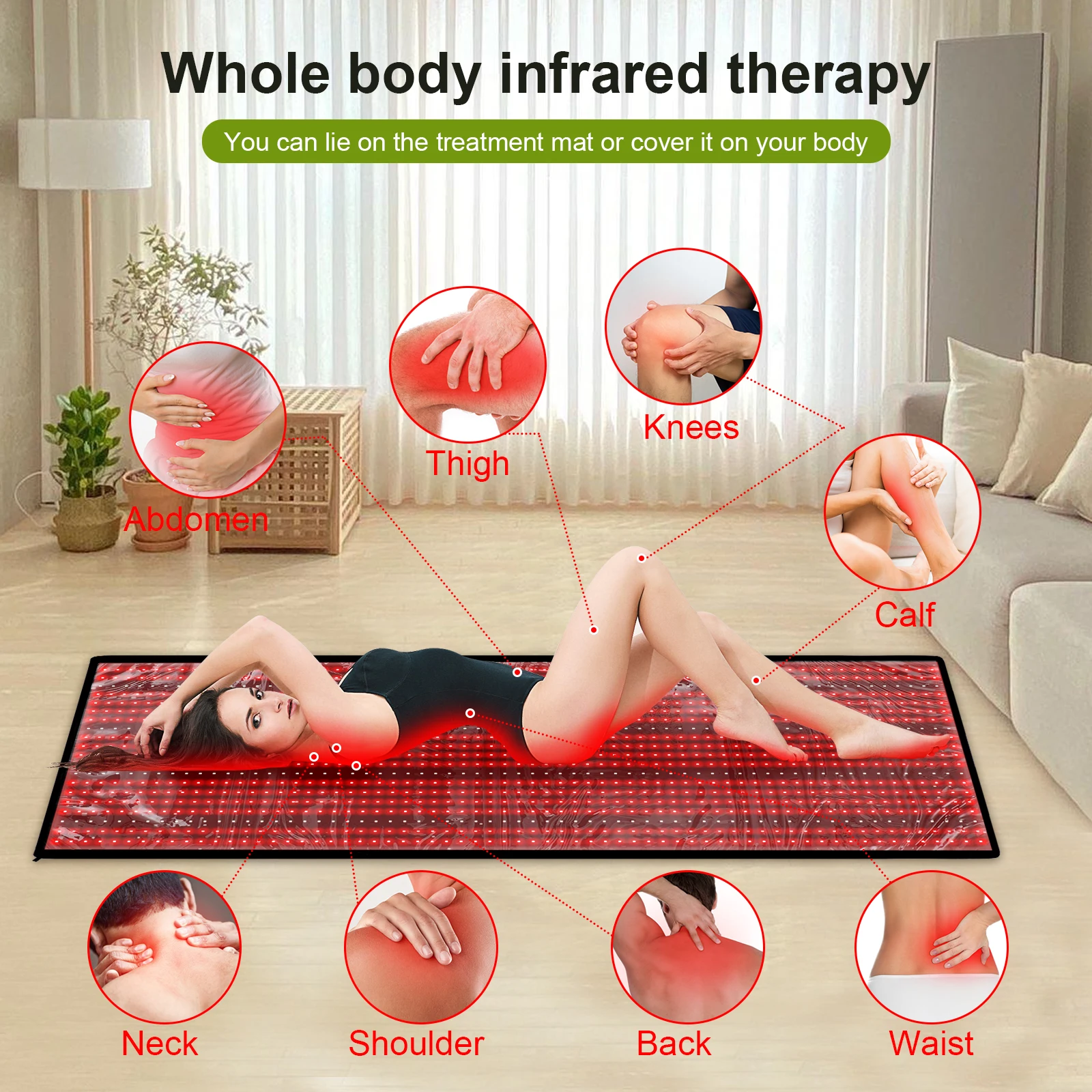 LOVTRAVEL Near Infrared Mat 1280pcs LED Reds Light Therapy Devices Large Pads for Whole Full Body Home Health Relaxation Device