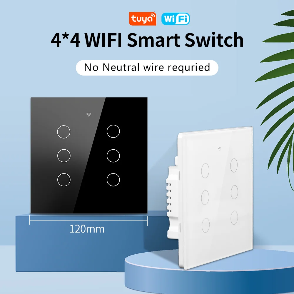 Tuya WiFi Smart Light Switch 4/6 gang Brazil Standard 4x4 Touch Panel Switches APP Voice Control for Alexa Google Home 100-250V