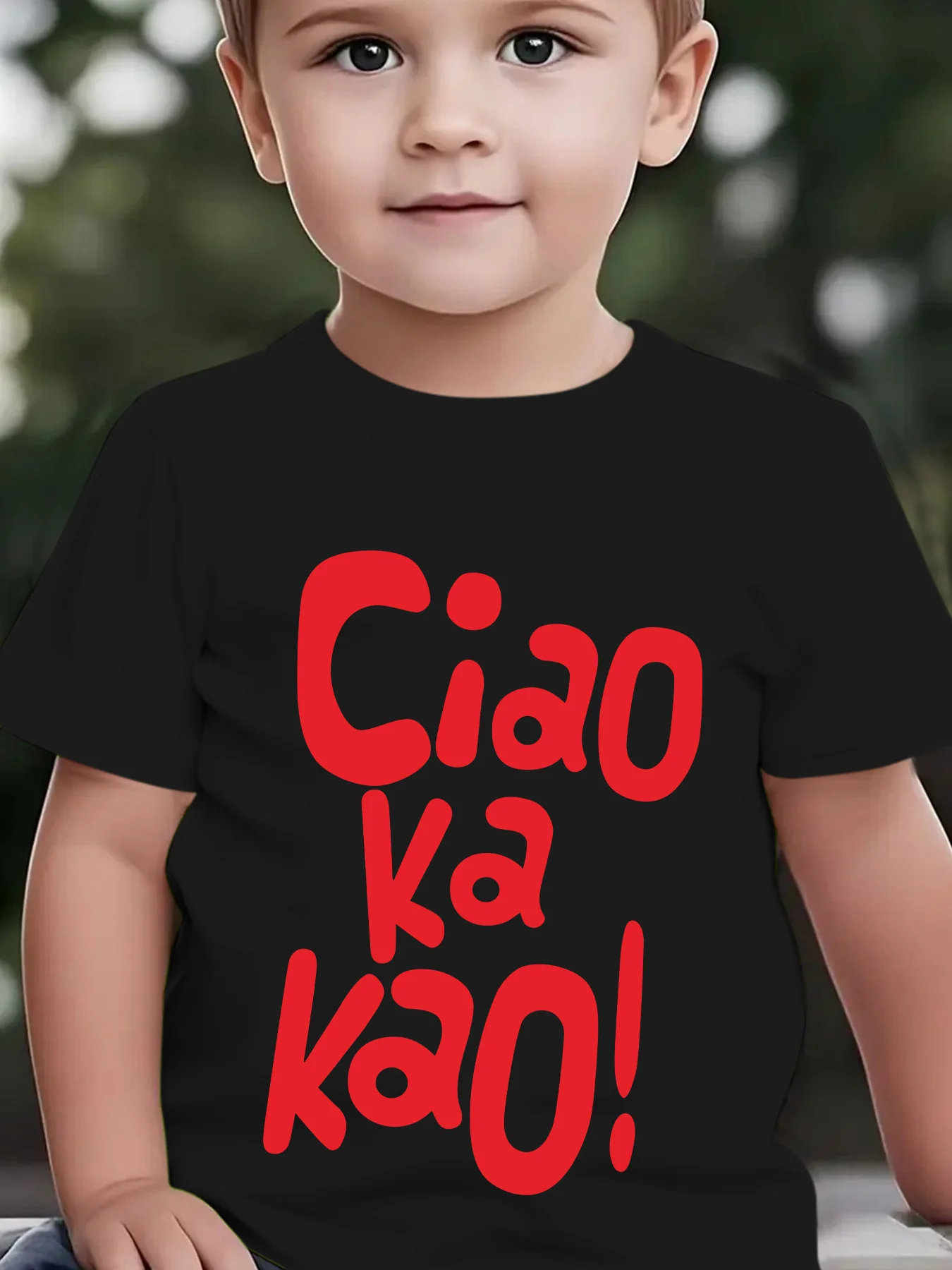 Ciao Ka Kao Bold Bubble Letter Trendy Slogan Graphic Kids T Shirt Boys Girls Family Matching Summer Crew Neck Casual Tee