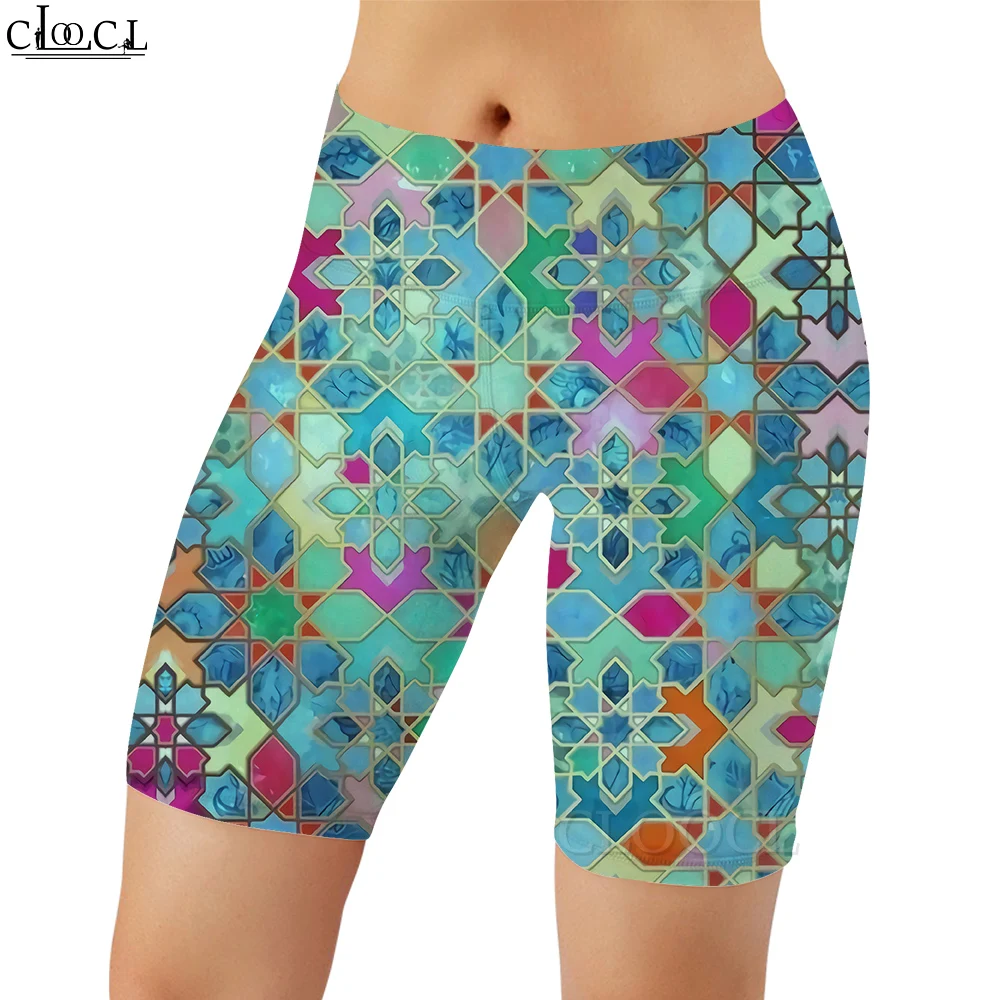 CLOOCL Women Legging Beautiful Oil Painting 3D Printed Shorts Pants for Female Outdoor High Waist Pants Knee-Length Gym Shorts