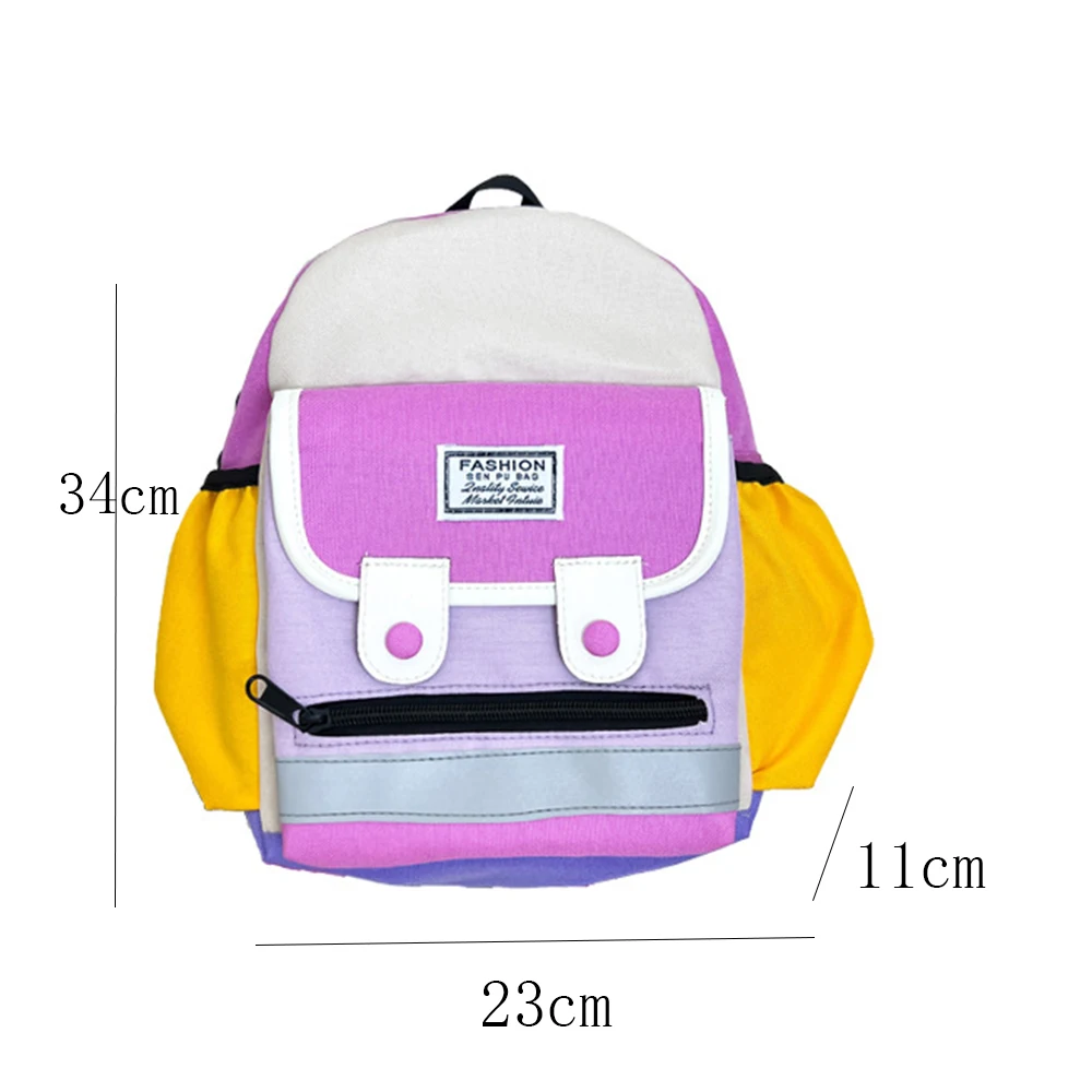 New Contrasting Color Kindergarten Backpack Personalized Name Children\'s Fashionable Simple Schoolbag Outdoor Travel Backpacks