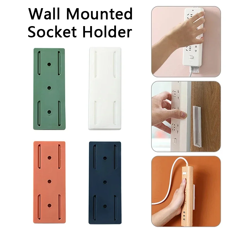 

Wall Mounted Socket Holder Fixer Patch Self-Adhesive Power Socket Strip Fixator Punch-free Plug Socket Organizer for Home Office