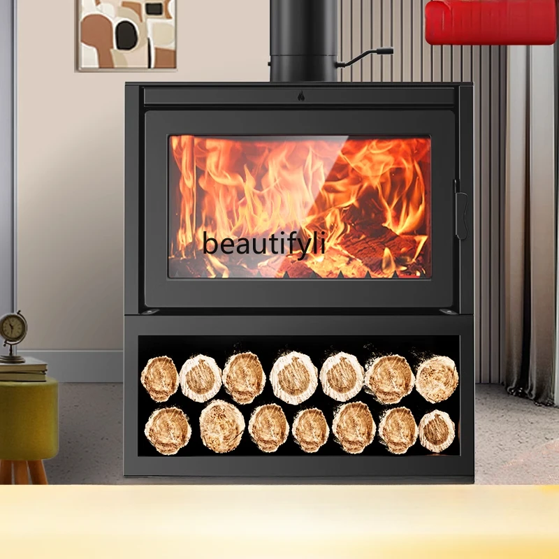 

Retro European style real fire fireplace burning wood firewood heating stove villa decoration household cast iron