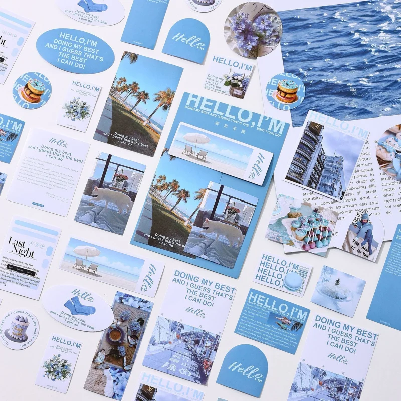 46pcs/pack Dreamy Landscape Decor Stickers, Elegant Watercolor Scenery & Smooth Surface, Easy to Peel for Handmade Cards