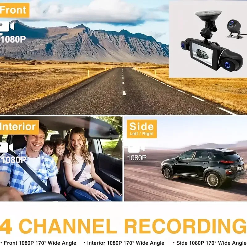 4 Channel GPS Car DVR 4*1080P Dash Cam Car WIFI  Video Recorder Dash Cam Front and Rear View 24H Parking Monitor Car Assecories