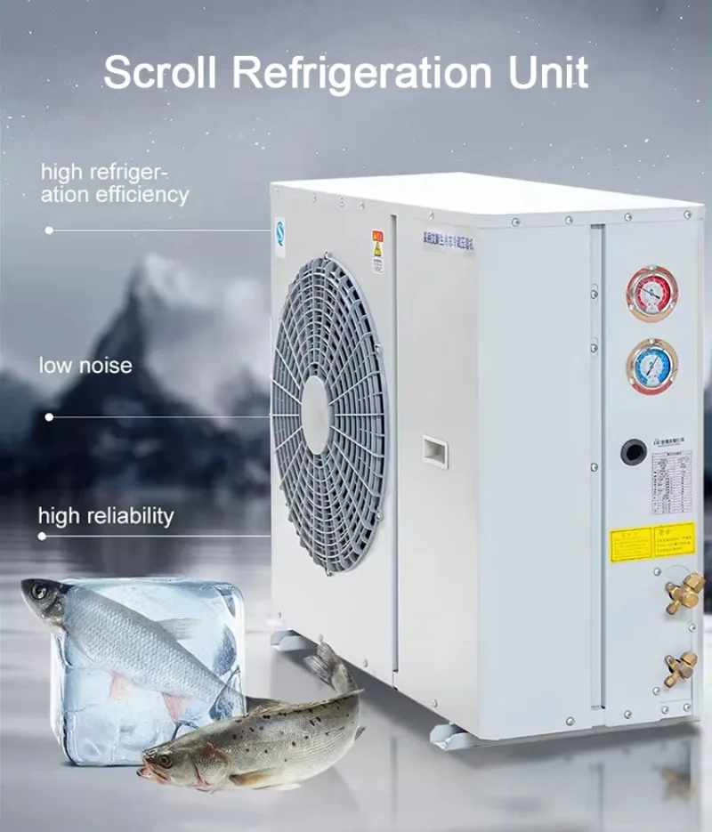 Air-cooled scroll compressor for freezer condensing device