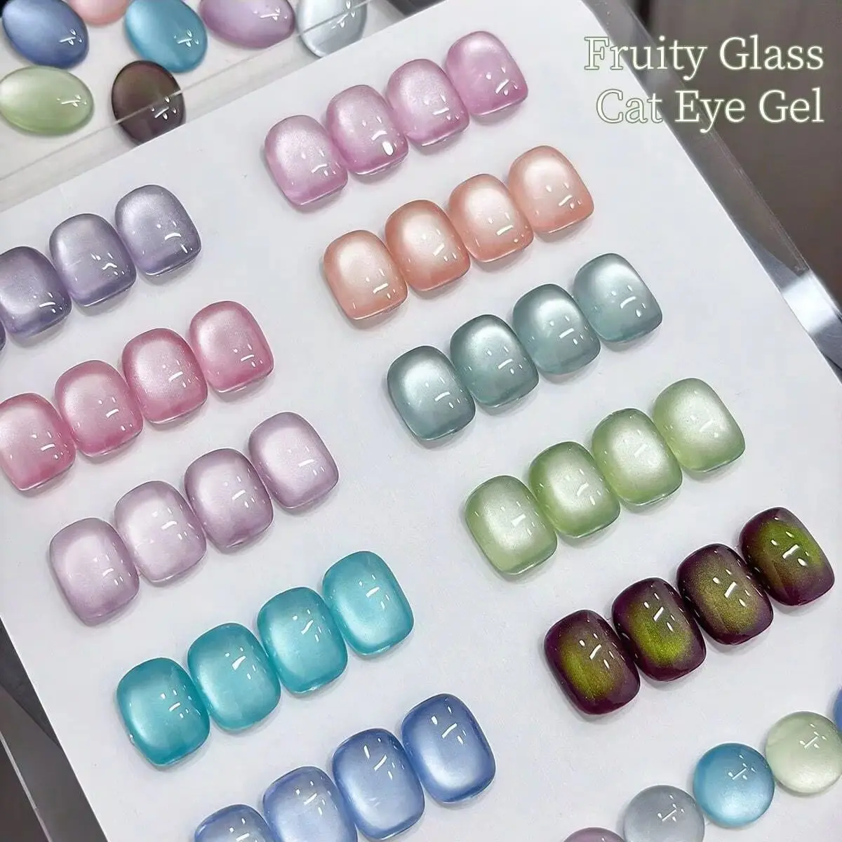 XEIJAYTI 1 szt. Szklany Lakier Hybrydowy do Paznokci Efekt Kociego Oka, Połyskujący Miętowy Zielony Lakier Hybrydowy Soak Off, Magnetyczny Efekt do Paznokci do Salonu i Manicure Domowego