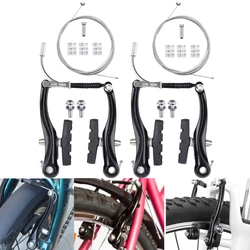 2sets Bicycle V Brake Sets Removable Aluminum Alloy Bike Caliper Front and Rear Brake Cable Adjustable Cycling V Brake Calipers