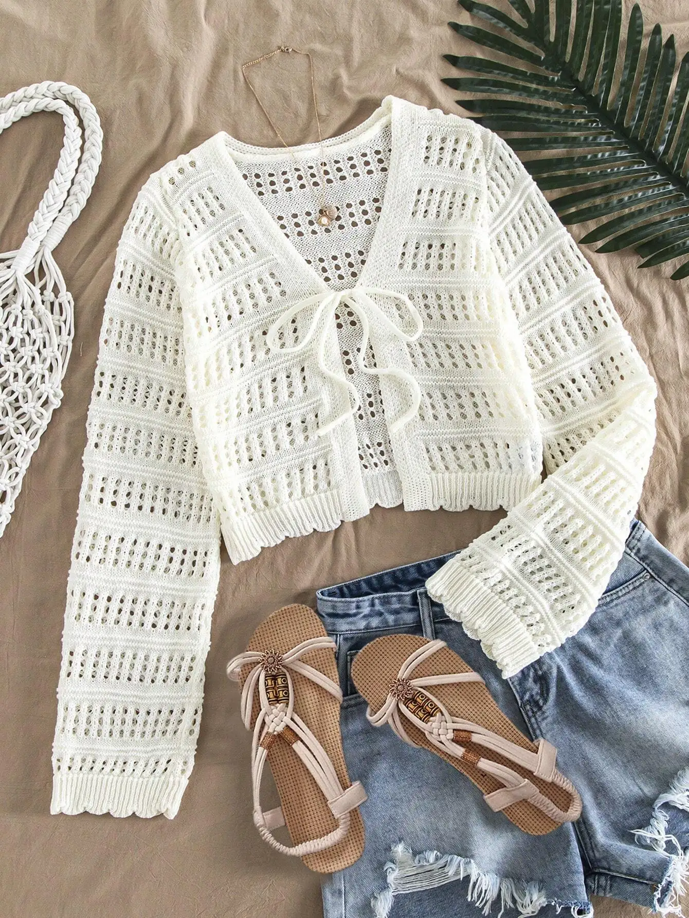 

Отпускной однотонный кардиган с завязкой спереди и длинными рукавами для женщин осенью/зиму