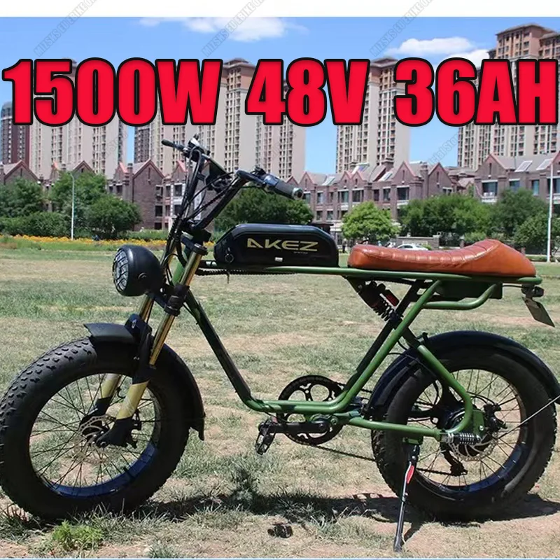 

Ebike AKEZ 1500W Motor 48V36AH Lithium Battery City Trip Electric Bike 20 in Fat Tire Aldult Mountain Off-Road Electric Bicycle