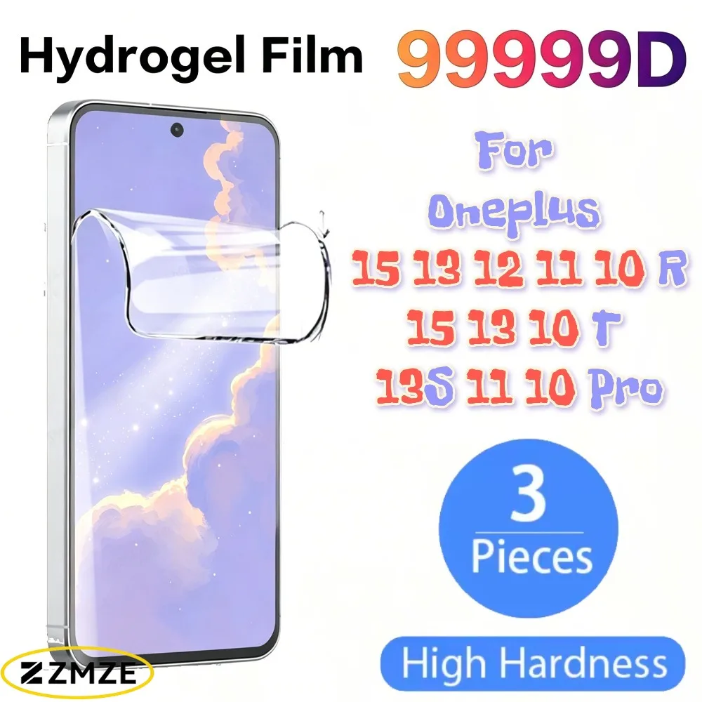 

3 Pcs Hydrogel Films For Oneplus 15 15R 15T 13 13R 13S 13T Glossy Screen Protectors For Oneplus 12 12R 11 11R 11 10 Pro 10R 10T