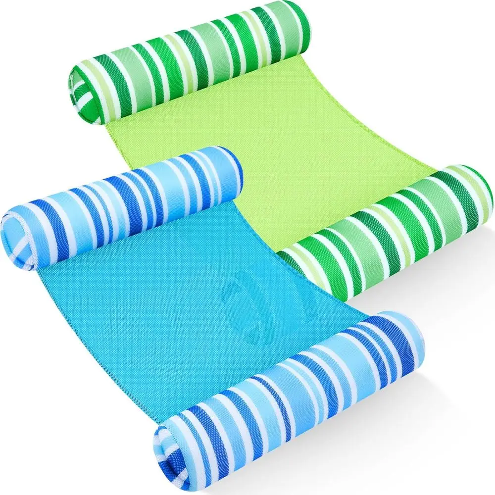 Paquete Doble de Flotadores Inflables para Piscina, Hamaca, Espaguetis Flotantes y Sillas de Playa - Accesorios de Playa de Verano a Rayas de Secado Rápido (B