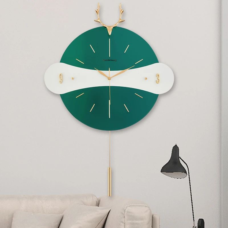 

Wall clock, Nordic light luxury wall clock, living room, home deer head silent radio clock, simple modern fashion