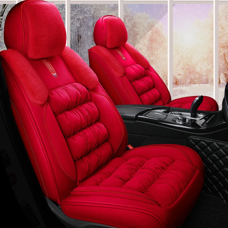 Car Seat Covers for Sedan SUV Silk Cotton Plush Durable Warm All Vehicles Car Front and Rear Seat