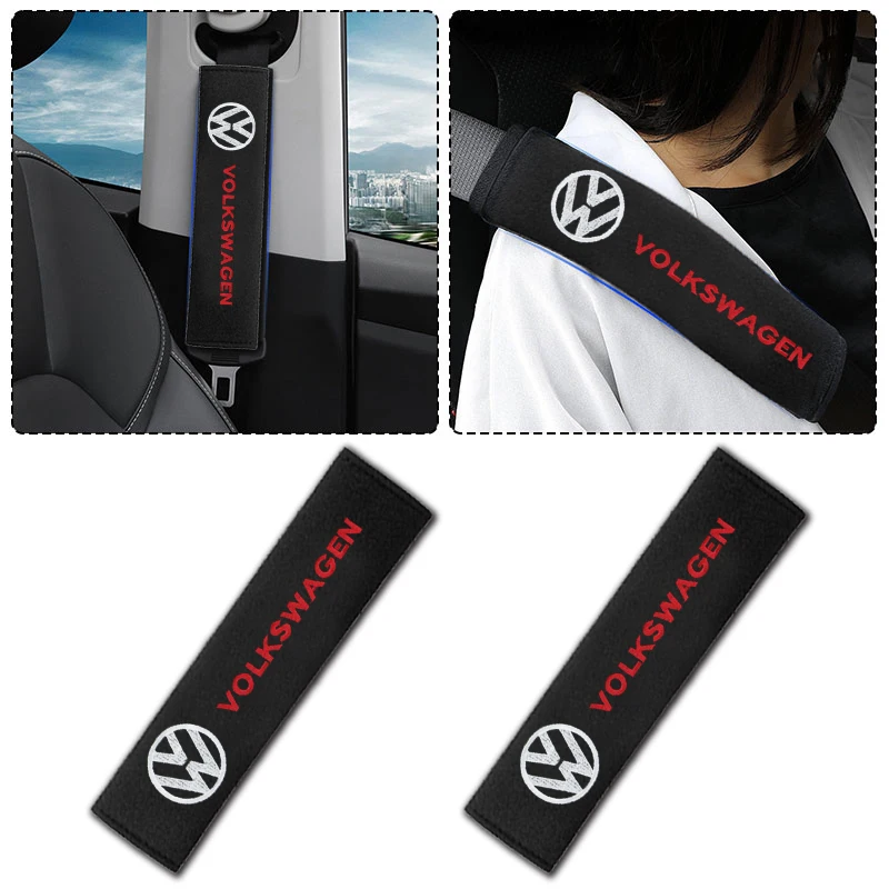 Car Seat Belt Cotton Safety Belt Shoulder Protector Cover Car Goods for VW Lavida EOS Scirocco POLO Tiguan Passat Golf Auto Logo