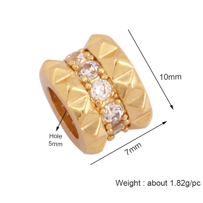 Mix Style Heart Geometry Zircon 18K Gold Brass Space Bead,Colorful Enamel Bracelet Necklace Charm Jewelry Accessories Supply M54