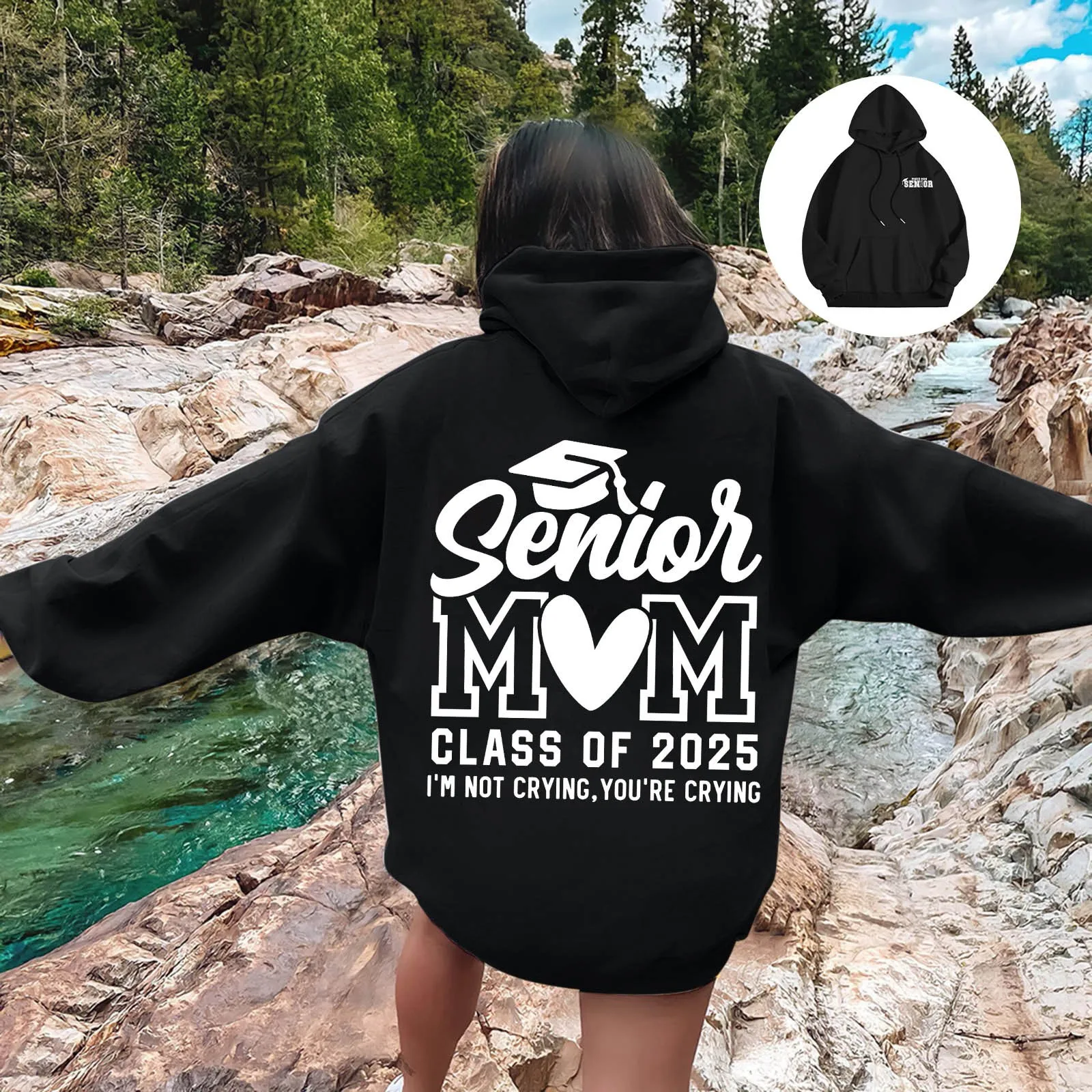 Ladies Senior Mom 2025 Shirt 2025 Graduating Class Sweatshirt T Shirt Print Long Sleeve Shirt Court Hoodie Medium Sleeve