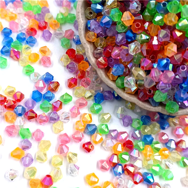 about 300pcs/bag Transparent 4mm Acrylic Pointed Loose Bead Making Accessories Woven Ring DIY Bracelet Necklace Earring Keychain