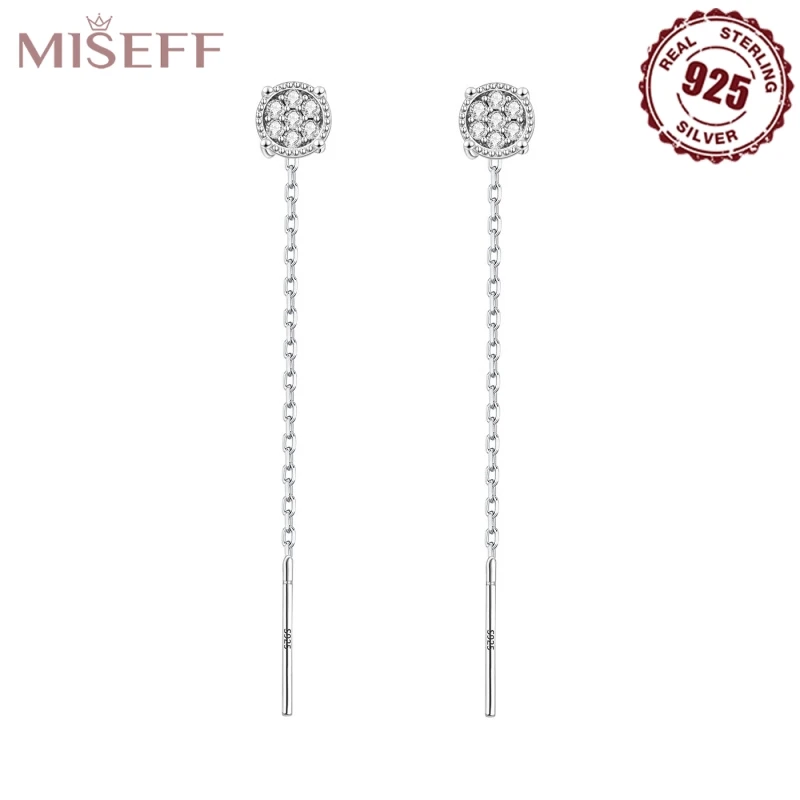 

MISEFF серьги из стерлингового серебра 925 пробы, серьги-гвоздики с кисточками для помолвки, свадьбы, вечеринки, подарка на день рождения, серебряные украшения