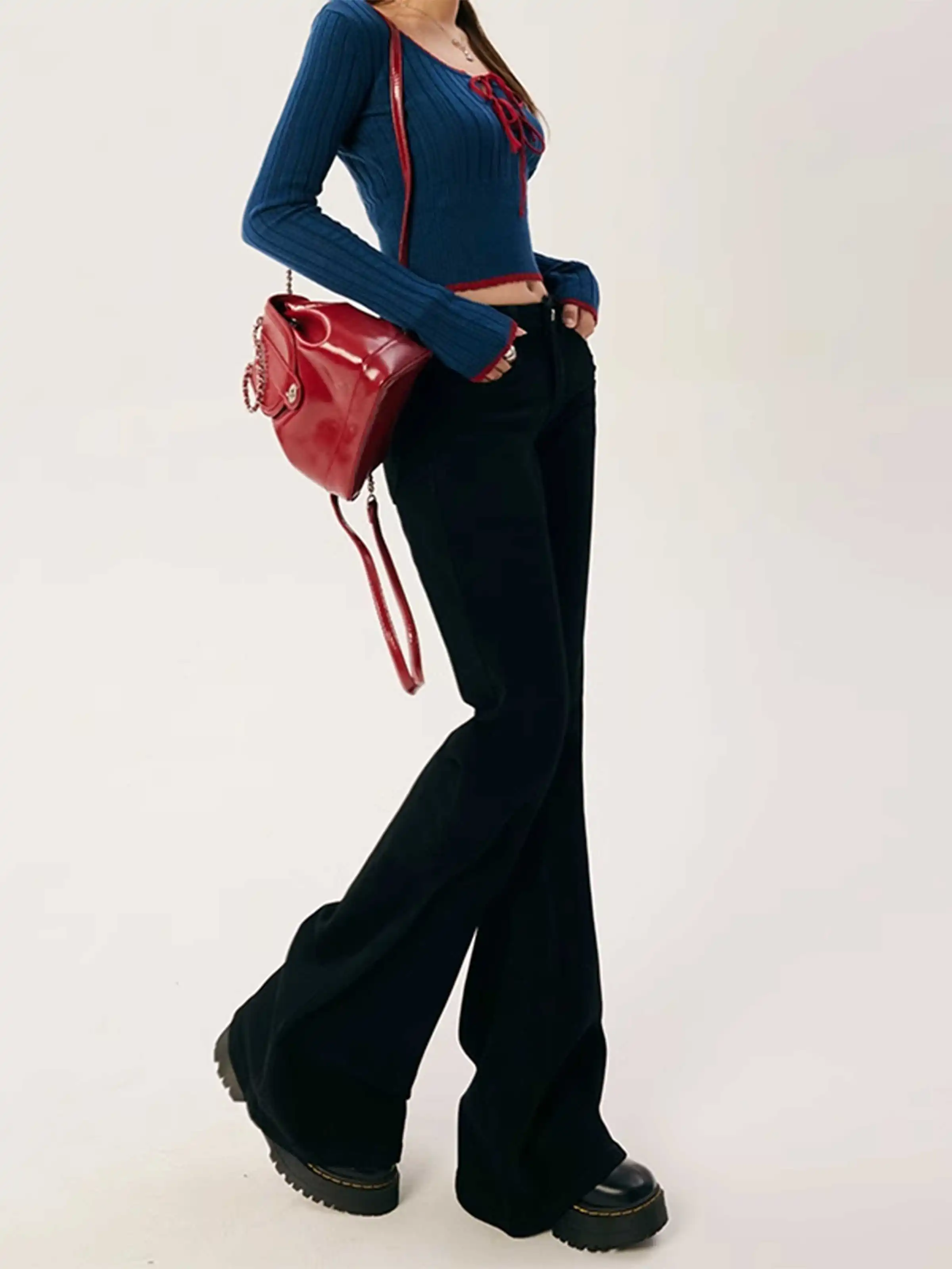 

Винтажные женские синие джинсы с высокой талией и принтом, модная уличная одежда, широкие джинсы, женские джинсовые брюки, прямые мешковатые джинсовые брюки